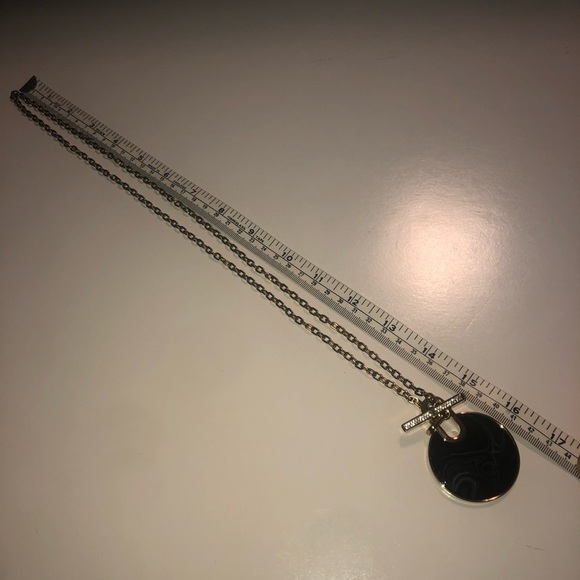 Michael Kors Black Agate Quartz Pave Crystal Necklace MKJ4607710 30” & 2” Disc - Picture 8 of 8